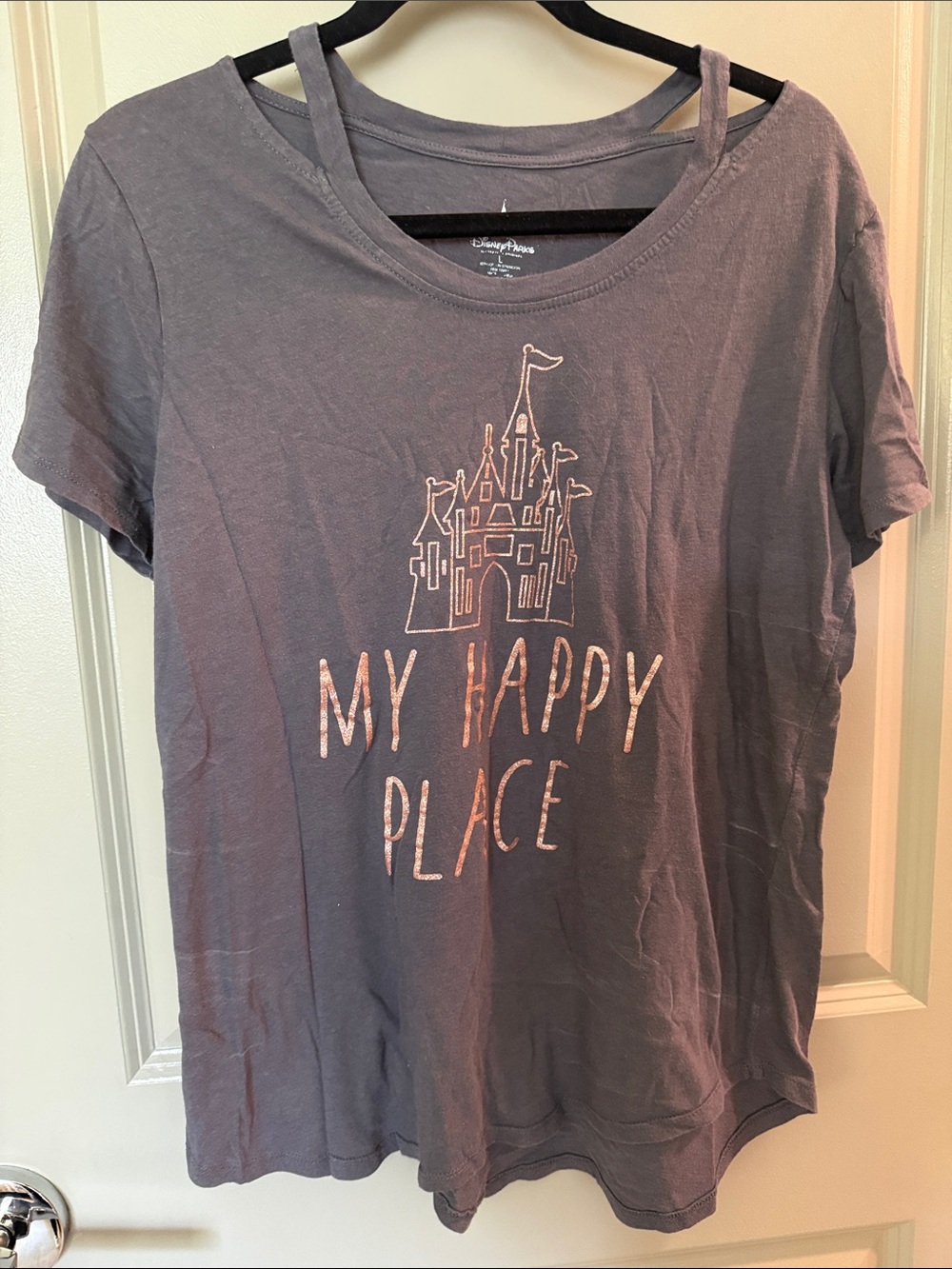 Disney parks L Tee with Rose Gold Castle Graphic